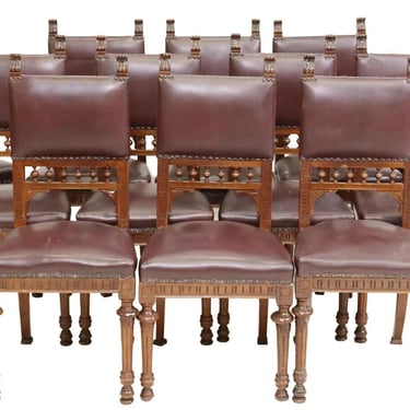 Antique Chairs, Dining, 12, Henri II Style Carved Walnut, Foliate, Spindle 1800s!!
