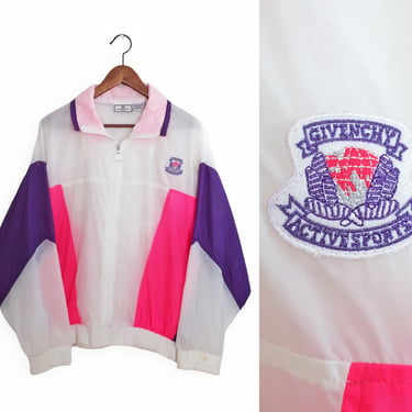 Givenchy jacket / 80s windbreaker / 1980s Givenchy Active Sports Barbie colored windbreaker jacket Medium 