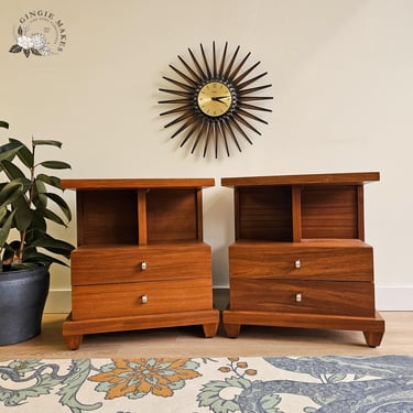 Restored Mid-century Modern walnut nightstands by American of Martinsville ***please read ENTIRE listing prior to purchasing SHIPPING is NOT 