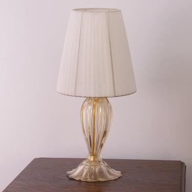 Murano blown glass table lamp gold glass with lampshade 50cm high, Made in Italy lighting design 