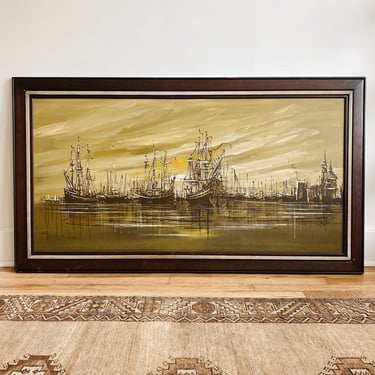 Vanguard Framed Painting 'Harbor Dawn' Art