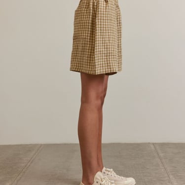 amente Back Pocket Gingham Short - Mustard