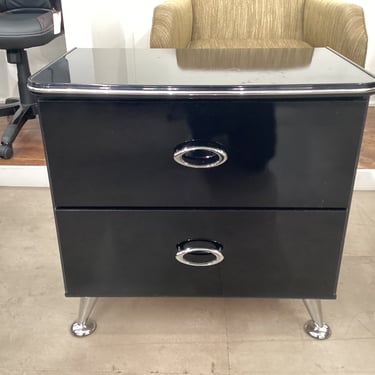 2-Drawer Black Nightstand