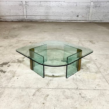 Half inch glass Tear drop Coffee table by Pace -metal warehouse 