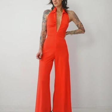 1970's Tomato Zipper Jumpsuit