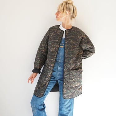 Vintage Carhartt Camo Quilted Liner Jacket | Quilt Army Liner Coat | Military Puffer Coat Bomber Oversized | XL 
