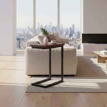 Skyler SOLID MANGO WOOD 18&quot; Industrial C Side Table Cognac Brown FFW-997