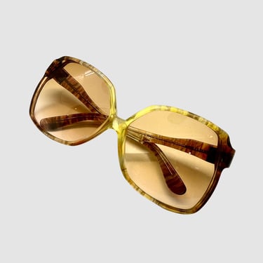 1970's Yves Saint Laurent Oversized Sunglasses, Gradient Resin Glasses Frames | French Fashion Designer Vintage, Paris France, Gradient Lens 