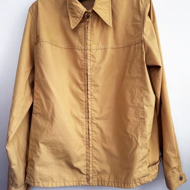 Derby Of San Francisco Harrington Jacket XL TALL, Vintage Men's Coat 1970's, 1980's Tan Brown Beige Camel Work 