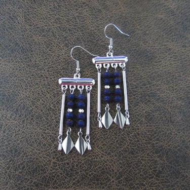 Purple lava rock and silver chandelier earrings 