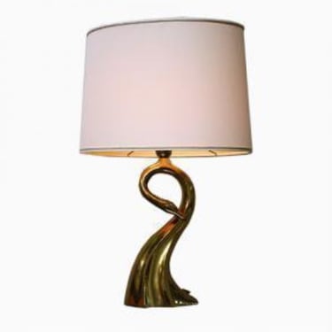 Vintage 1970s Italian Brass Swan Table Lamp From Regina 