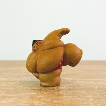 Vintage Shikiri Sumo Wrestler Small Ceramic Figure Shiko Pose 