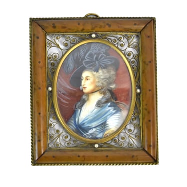 19th Century Miniature Portrait English Actress Sarah Siddons after Gainsborough 