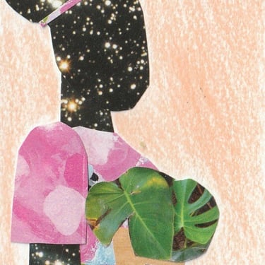 Star Plants Tiny Collage African American art 