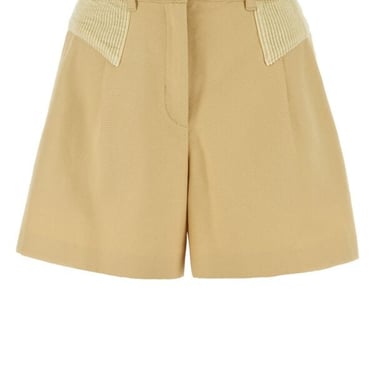 Kenzo Women Cream Cotton Bermuda Shorts