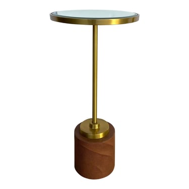 Modern Brass and Mirror Accent Table