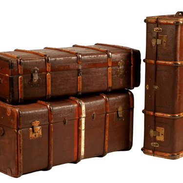 Luggage, Suitcases, Trunks, Travel, Set of 3, Medium Brown Tones, Vintage!!