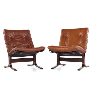 Westnofa Siesta Mid Century Rosewood Lowback Lounge Chairs - Pair - mcm 