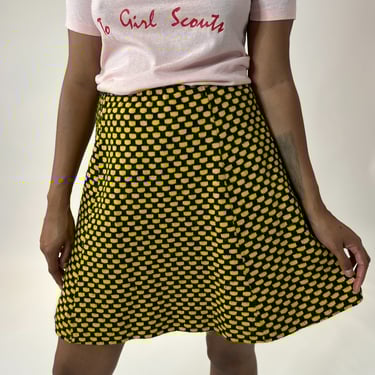 60s Black and Yellow Knit Circle Skirt
