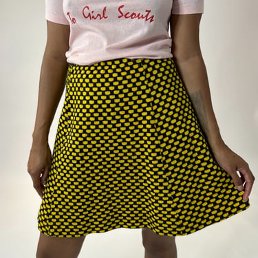 60s Black and Yellow Knit Circle Skirt