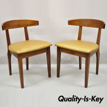 Mid Century Modern Cherry Wood Curved Back Hoof Leg Side Chair - a Pair
