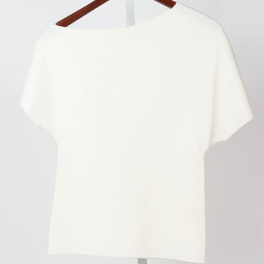 Asymmetrical Punto Milano Knitted Top - Off-White