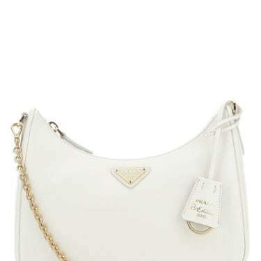 Prada Woman White Leather Re-Edition 2005 Handbag