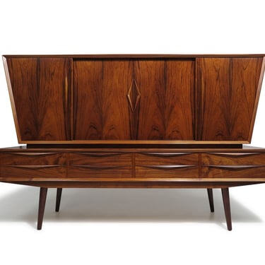 Dramatic Scandinavian Rosewood Credenza Sideboard