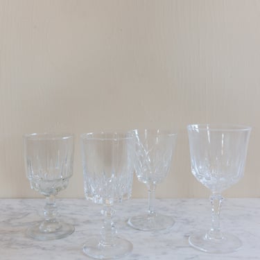 vintage French eclectic set of 4 wine glasses