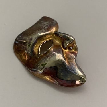 Modernist style half face pin gold tone ,  1960's 