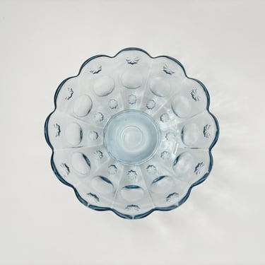 Fenton Signed Art Glass Ice Blue Priscilla Moon and Stars Scalloped Vintage Decorative Bowl - 10
