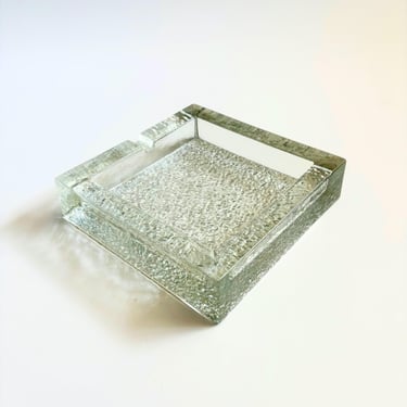 Mid Century Ice Block Scandinavian Glass Ashtray 