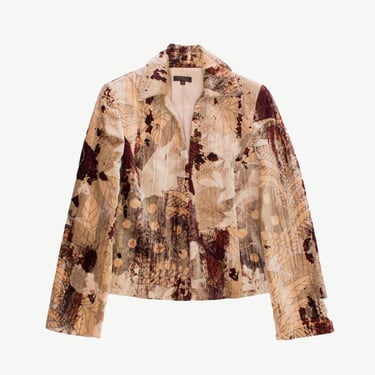 Womens Mariella Rosati blazer with autumn leaf design, Y2K vintage cotton abstract jacket - Small 