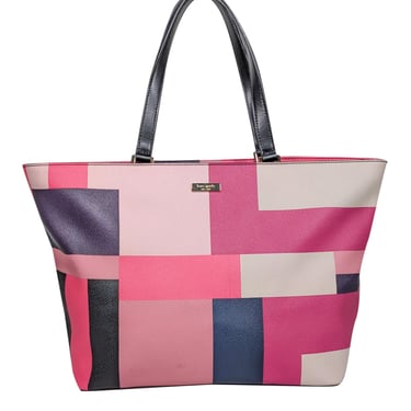 Kate Spade - Pink, Cream, & Navy Color Block Tote Bag