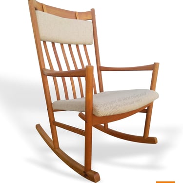 Larger Size Danish Modern Teak & Wool Rocking Chair MCM Mid Century Modern Eames Wegner 