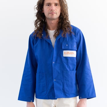 Vintage Blue Work Snap Chore Jacket | Unisex Cotton Blend Canvas Utility Workwear Made in Europe | S M | J002 