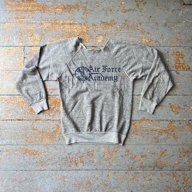 Vintage 70s Air Force Academy Heather Gray Raglan Sweatshirt 