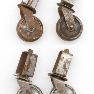 Set of 4 Distressed Steel Caster Wheels