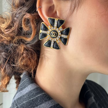 80s "Chanel" Cross Earrings