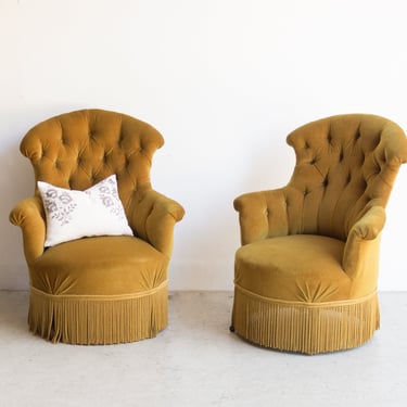 Pair of Tufted Velvet Chairs