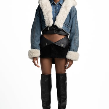 IRO X SMV DENIM SHEARLING JACKET