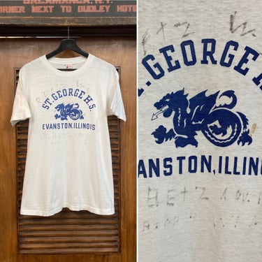 Vintage 1950’s “Champion” Label Dragon High School Athletic Team Cotton T-Shirt, 50’s Tee Shirt, Vintage Clothing 