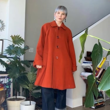 VTG 90s Orange Wool Swing Coat 