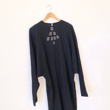 1080s Jean Muir Black Wool Dress 