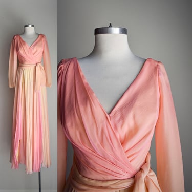 1970s Pink Lemonade Evening Gown 