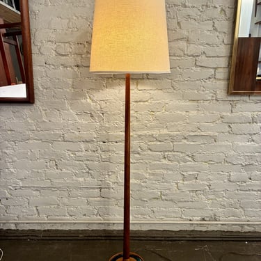 Laurel Walnut Floor Lamp with Resin Ringed Crown Base