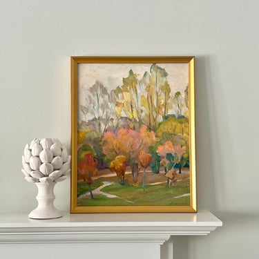 Vintage Impressionist Oil Painting Original Signed Pastel Landscape 