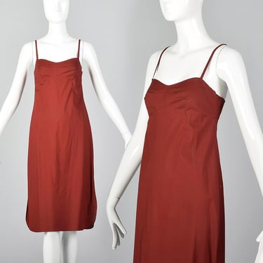 XXS Emanuel Ungaro Burgundy Slip Dress Knee Length 90s Vintage Sleeveless Lightweight Summer Dress with Adjustable Straps 