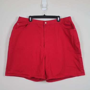 Vintage 1990s Red High Waist Denim Shorts, Size 40 Waist 