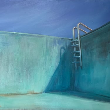 Original Oil Painting - Oil on Canvas - Empty Pool - Drained - Pool Painting - Modern - Wall Art - Contemporary - 16 x 20 inches 